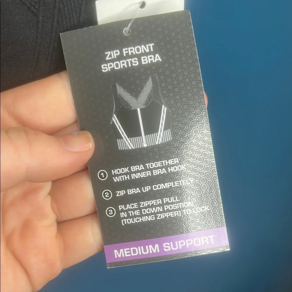 Avia Zip-Front Black Sports Bra NWT - Picture 5 of 7